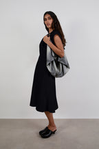 Silk Printed Foulard Black-Grey