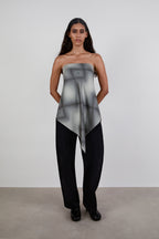 Silk Printed Foulard Black-Grey