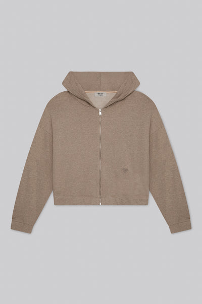 Cotton Terry Zip Hoodie Sable